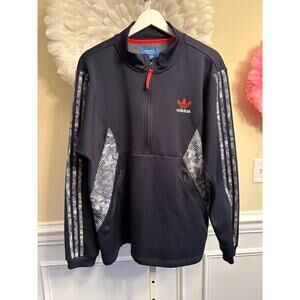 ADIDAS NAVY QUARTER  ZIP PULLOVER  SIZE L